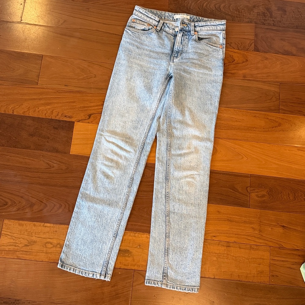 Mango Light Blue Straight Leg Jeans